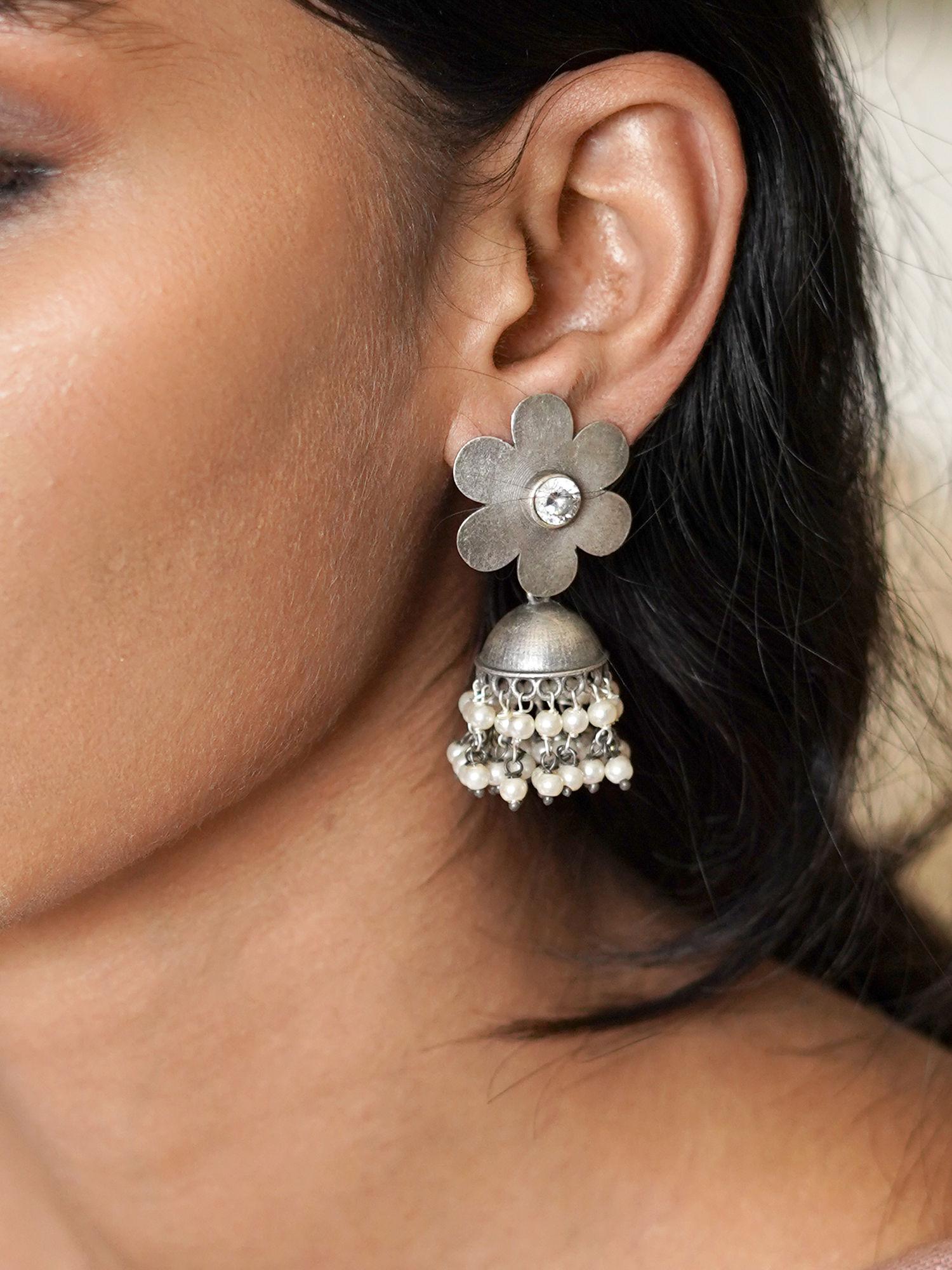 by joker and witch anwita silver oxidised earrings for women