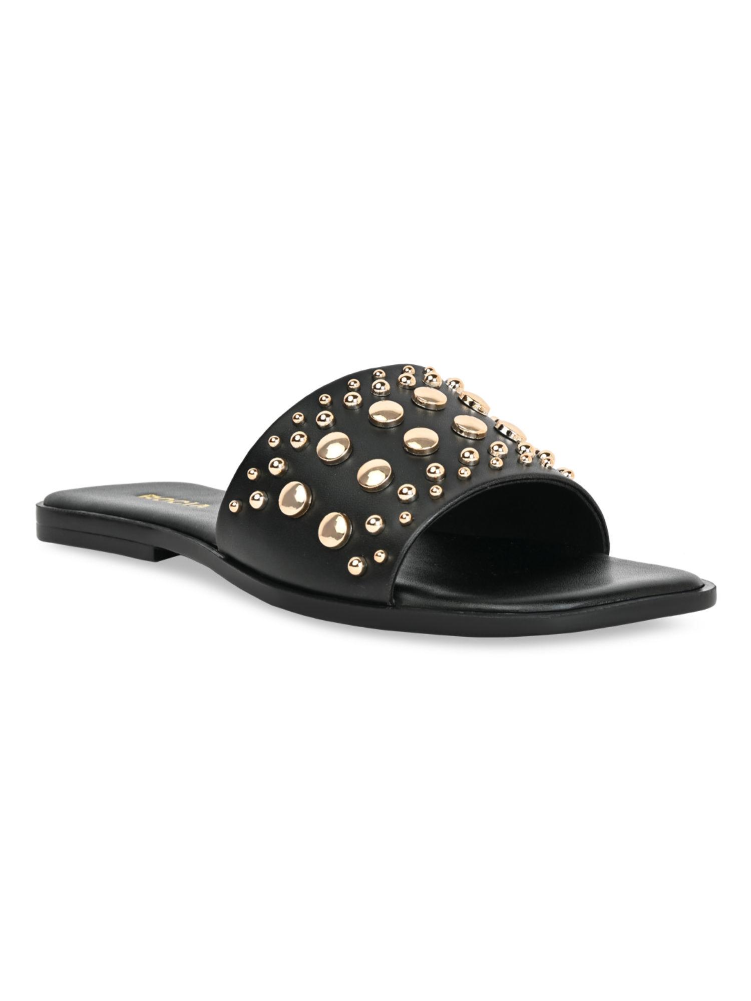 by regal black women casual rivet flats