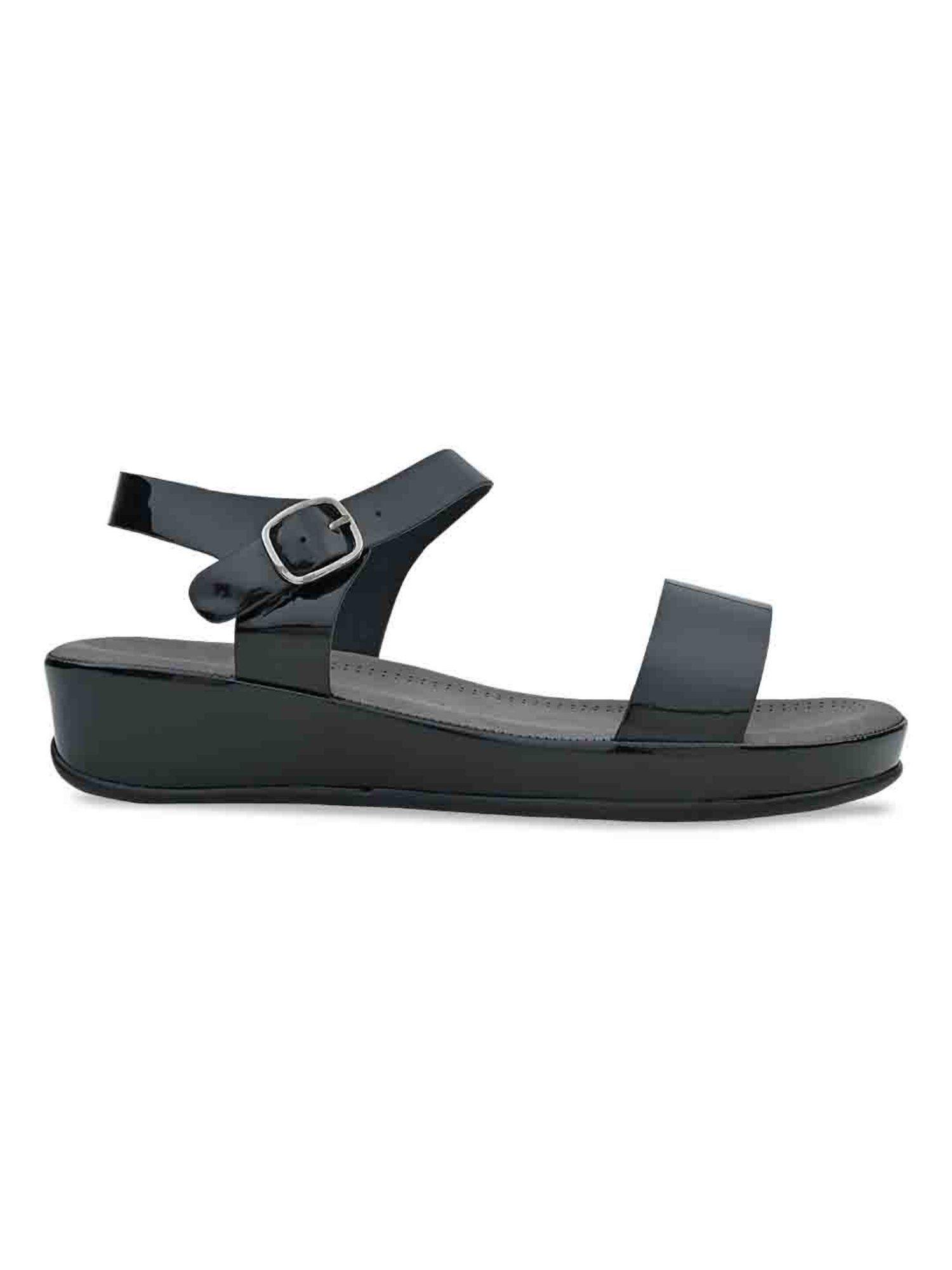 by regal black women solid patent flat sandals