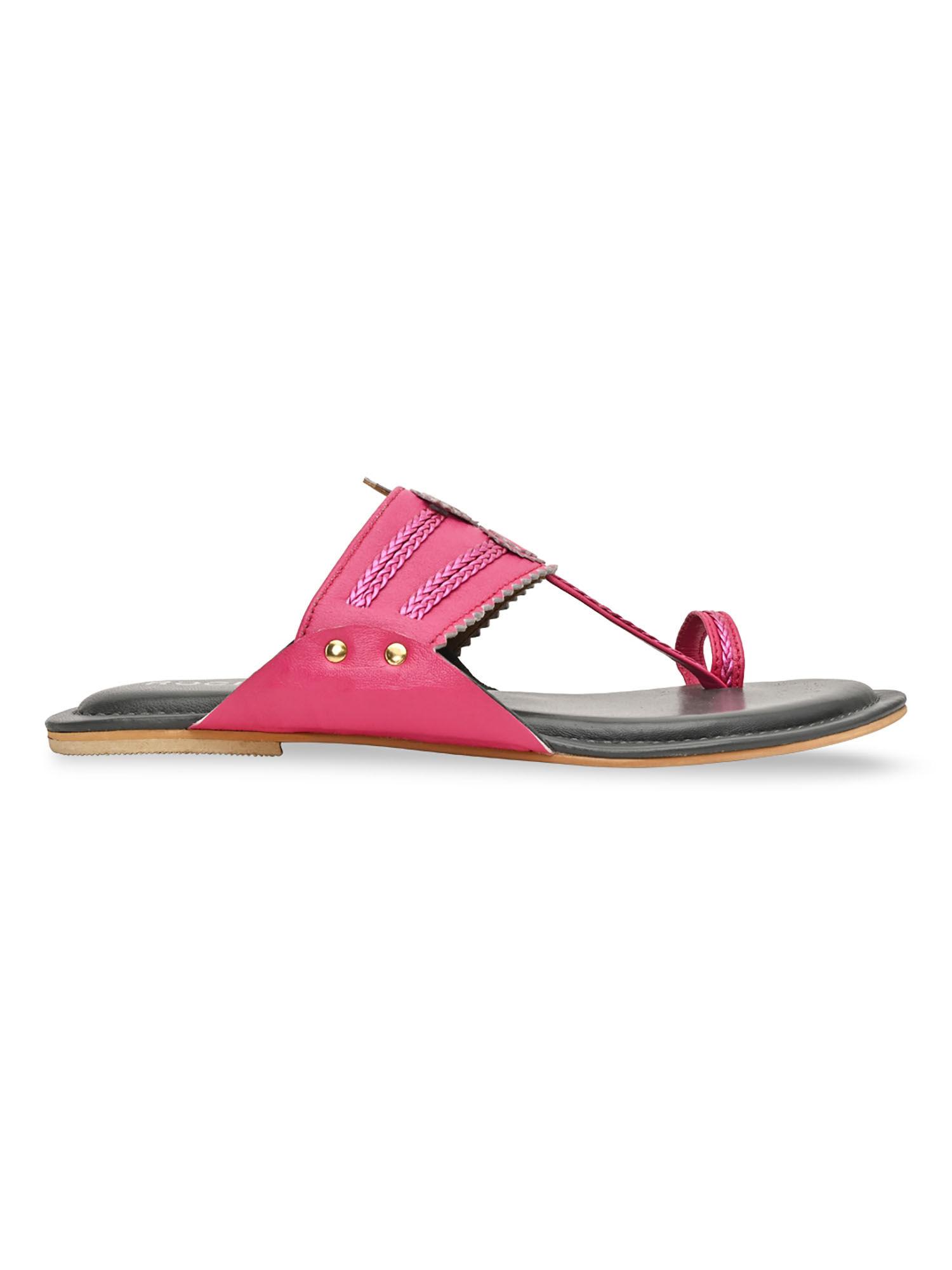 by regal pink women flat kolhapuris