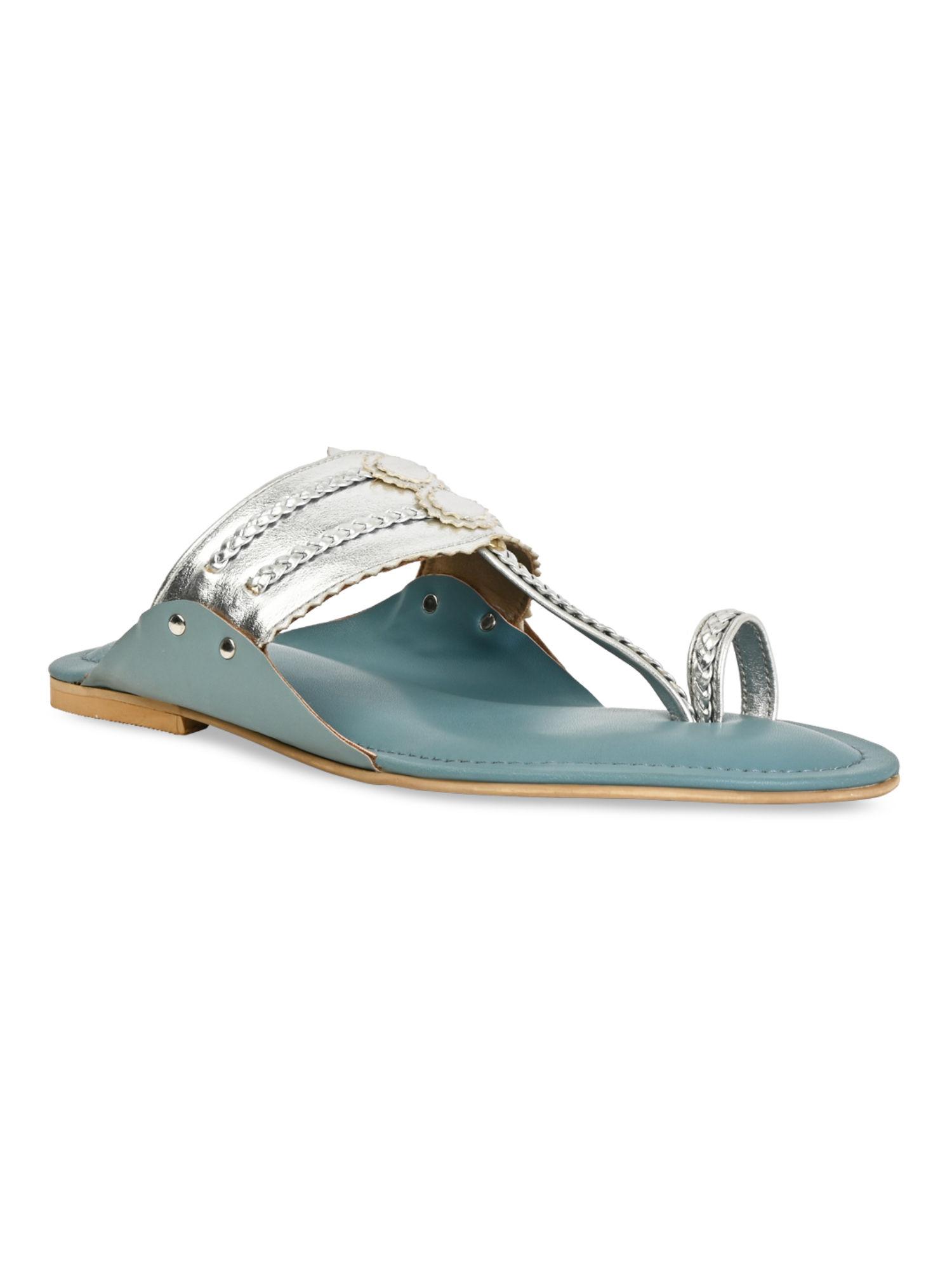 by regal silver women funky flat kolhapuris