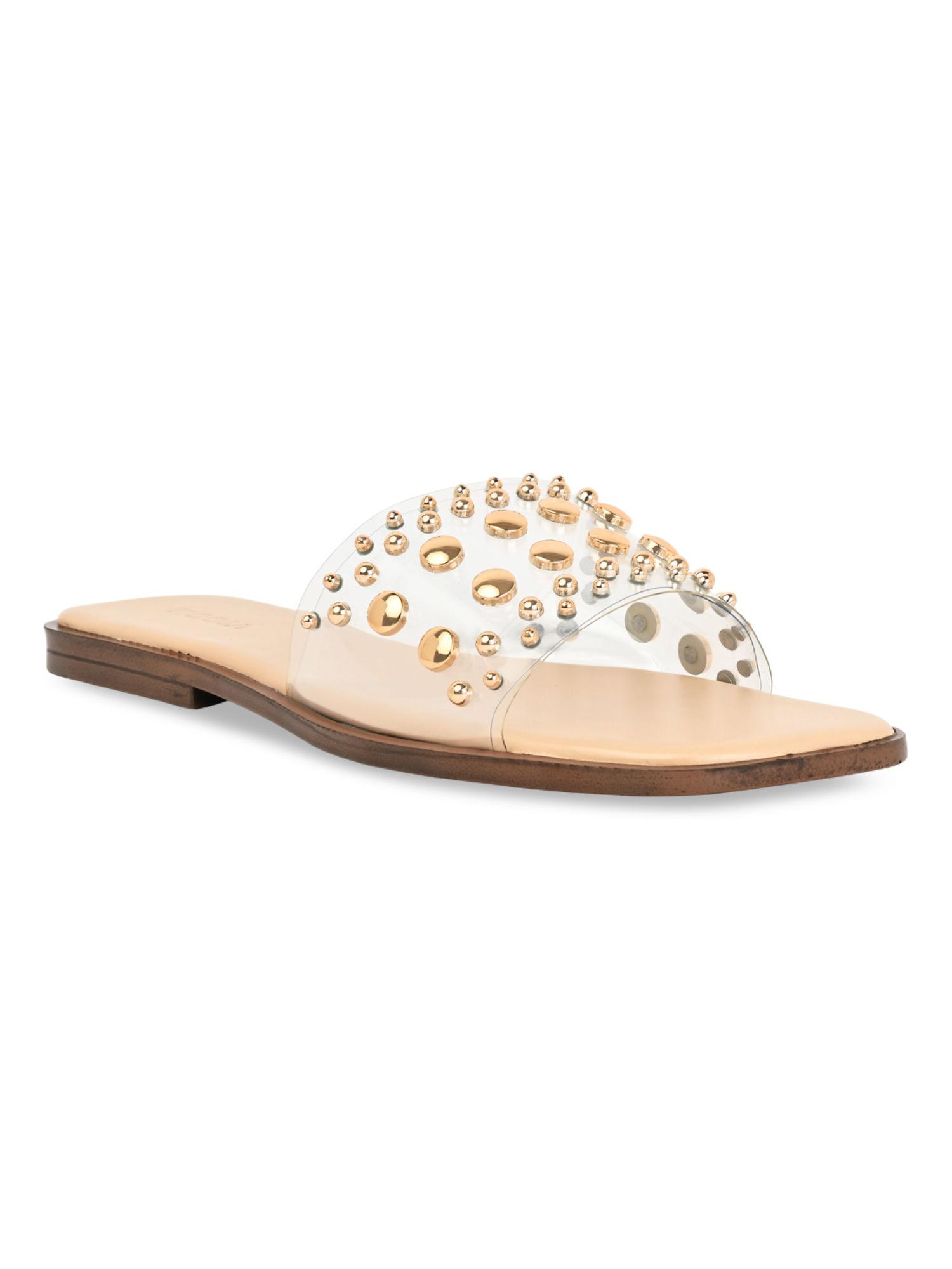 by regal transparent women casual rivet flats