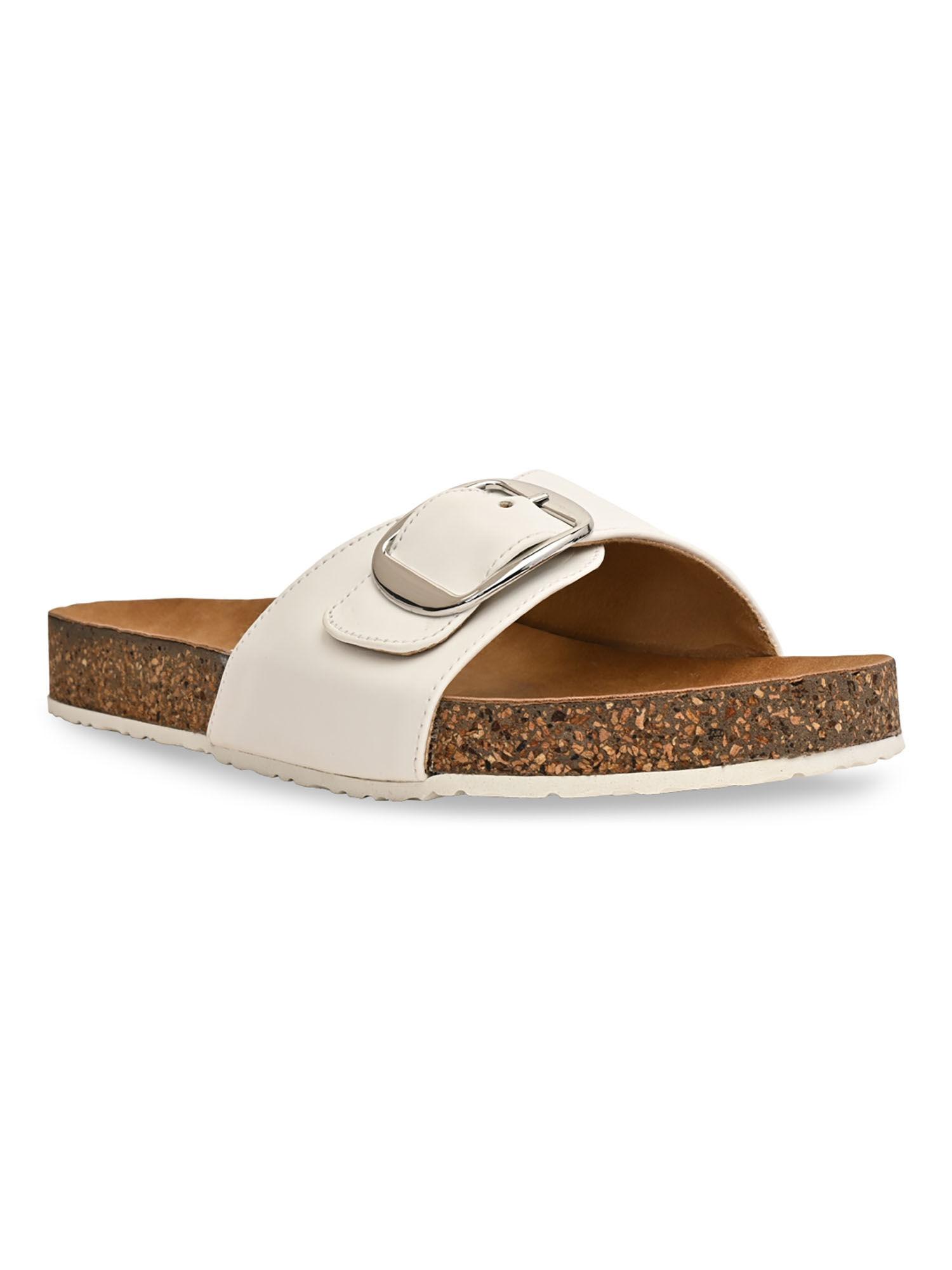 by regal white women casual flat sliders