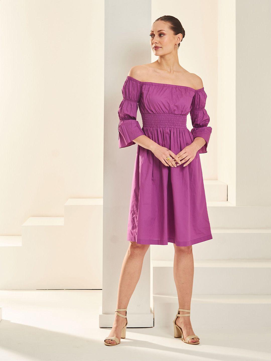 by the bay purple off-shoulder dress