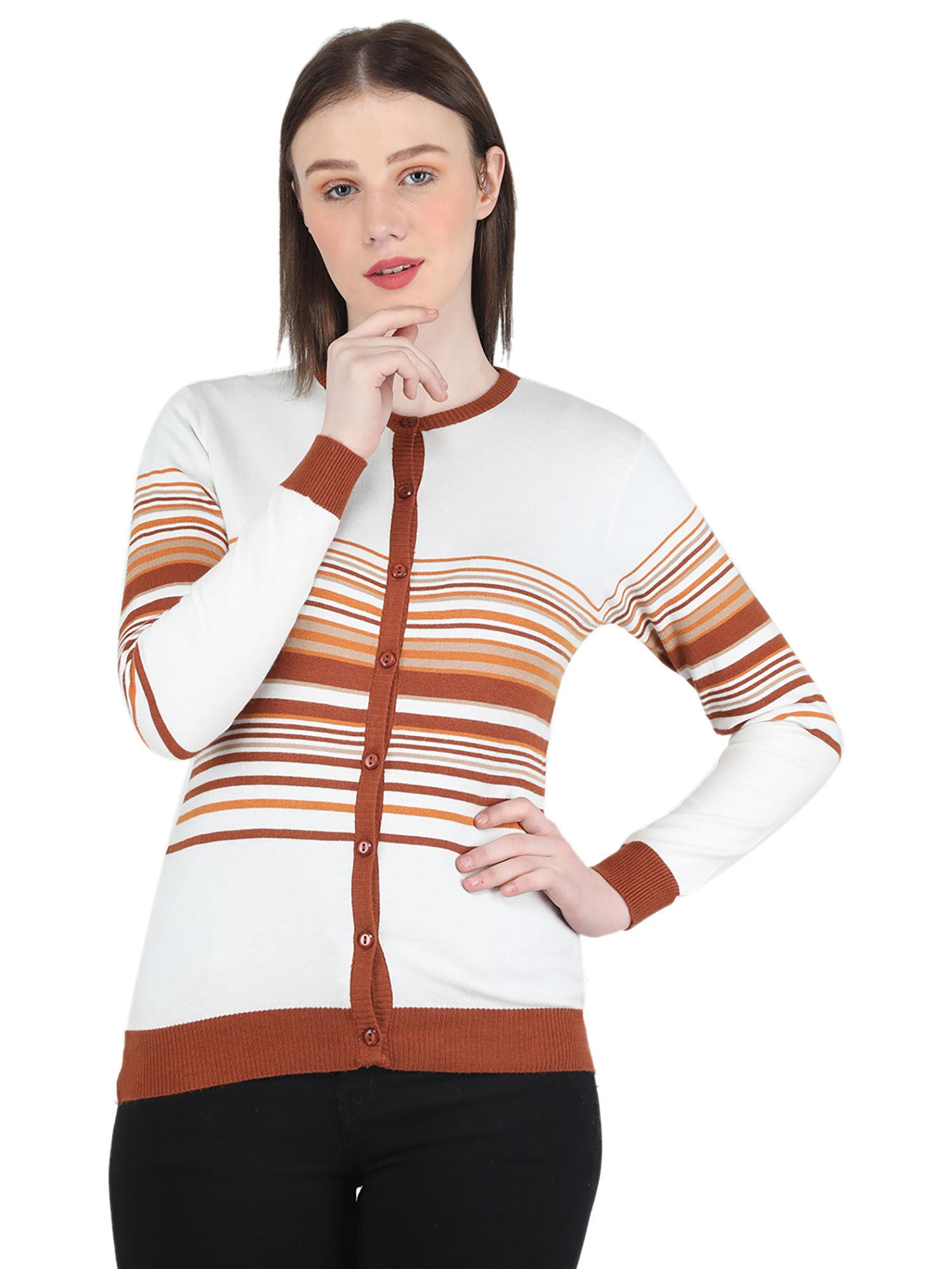 by white stripes cardigan