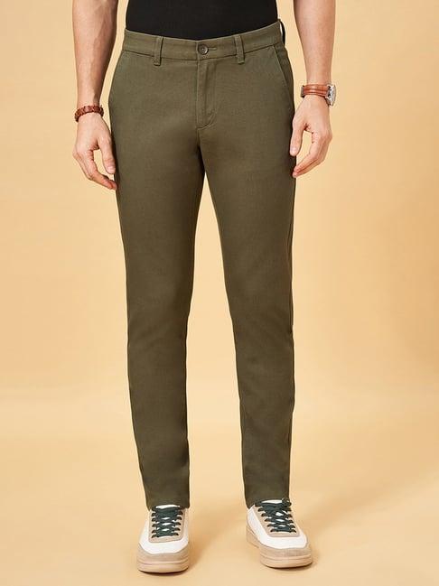 byford by pantaloons avocado slim fit trousers