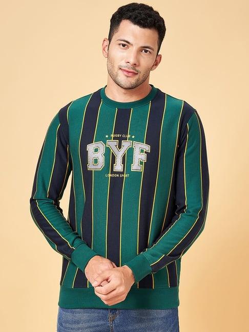 byford by pantaloons green slim fit striped sweatshirt