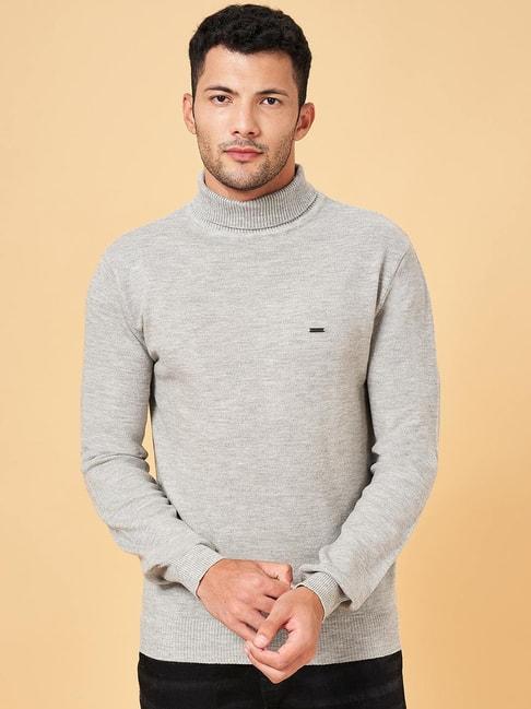 byford by pantaloons grey slim fit self pattern sweater