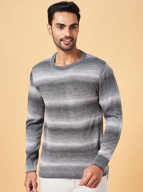 byford by pantaloons grey slim fit striped sweater