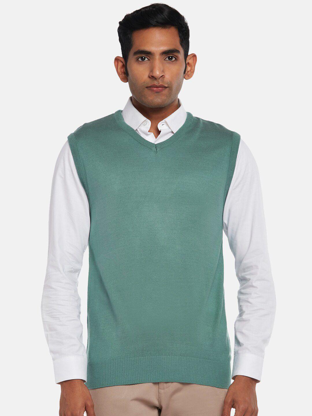 byford by pantaloons men sea green sweater vest