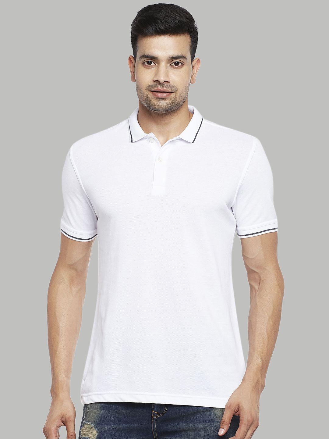 byford by pantaloons men white  magnolia polo collar pure cotton t-shirt