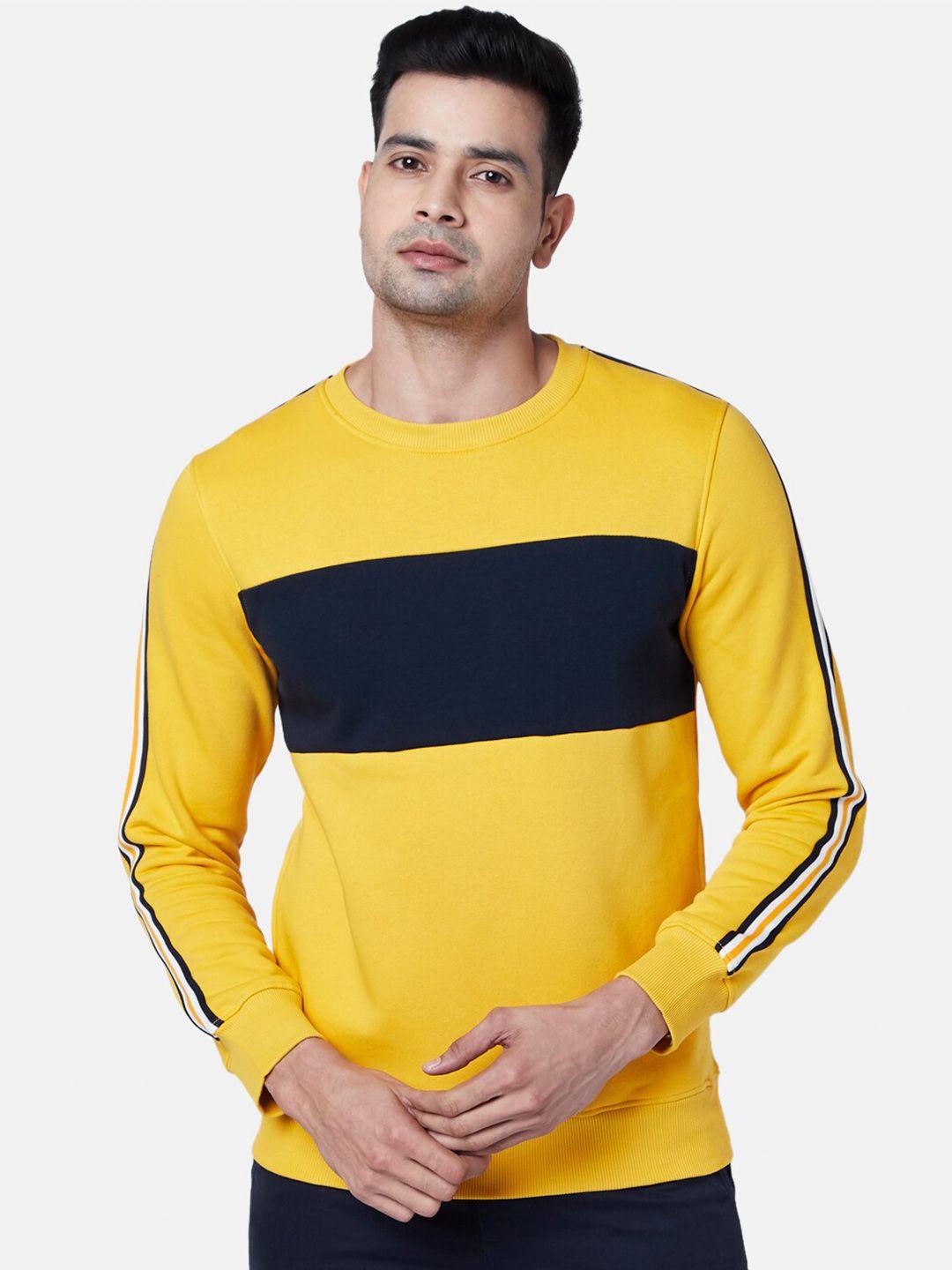 byford by pantaloons men yellow & black striped striped pullover