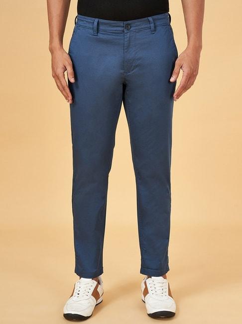byford by pantaloons midnight blue slim fit trousers