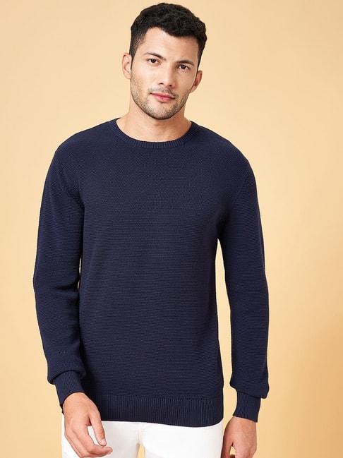 byford by pantaloons navy cotton slim fit sweater