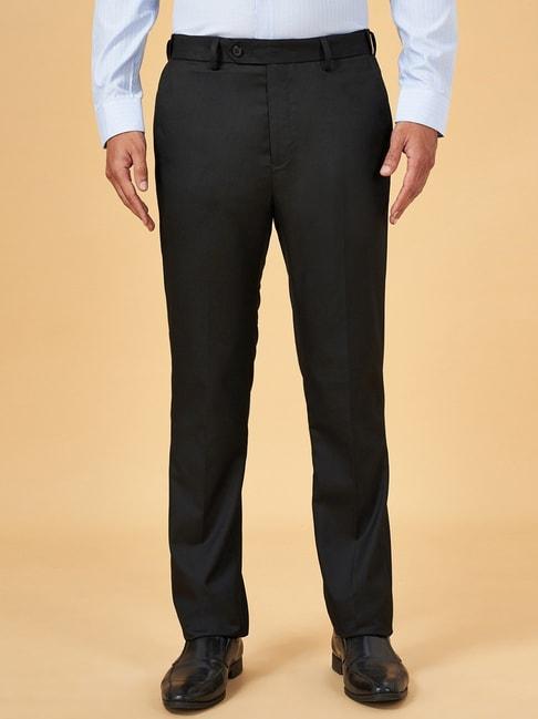 byford by pantaloons z black slim fit self pattern trousers