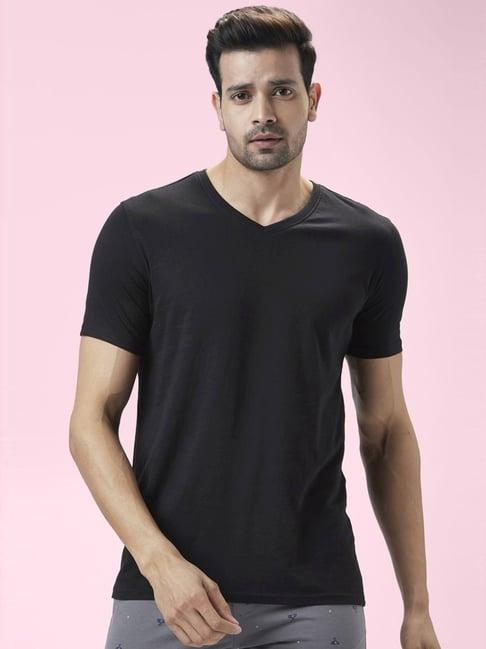 byford by pantaloons black cotton regular fit t-shirt