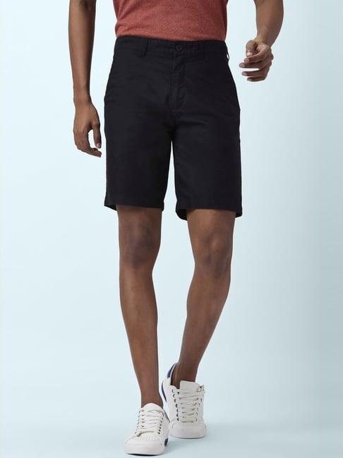 byford by pantaloons black cotton slim fit shorts