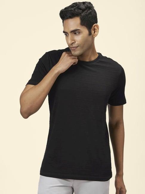 byford by pantaloons black cotton slim fit t-shirt