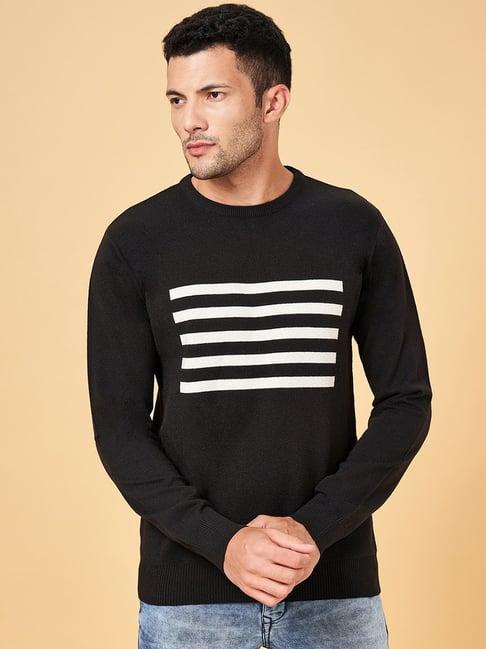 byford by pantaloons black slim fit striped sweater