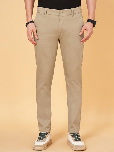 byford by pantaloons bleached sand slim fit trousers