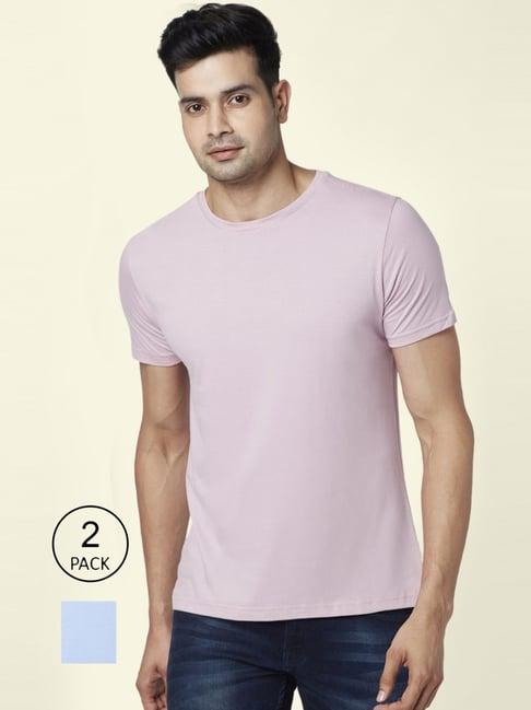 byford by pantaloons blue & pink cotton regular fit t-shirt - pack of 2