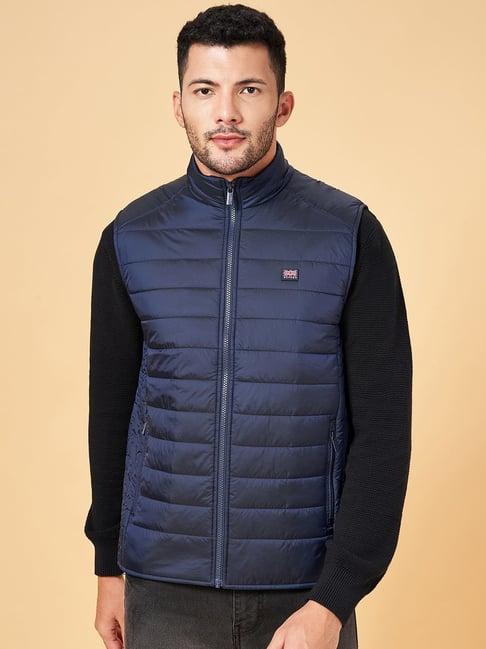 byford by pantaloons blue regular fit quilted jacket