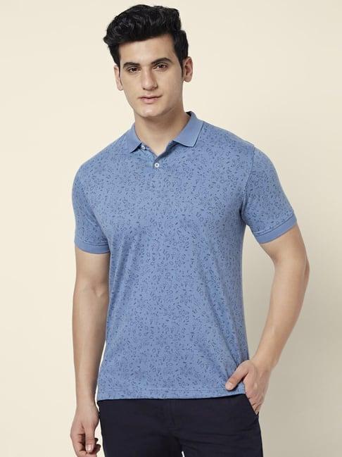 byford by pantaloons blue slim fit printed polo t-shirt