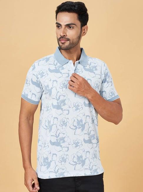 byford by pantaloons blue slim fit printed polo t-shirt