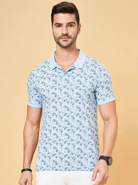 byford by pantaloons blue slim fit printed polo t-shirt