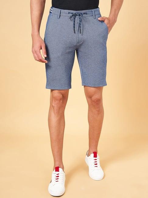 byford by pantaloons blue slim fit shorts