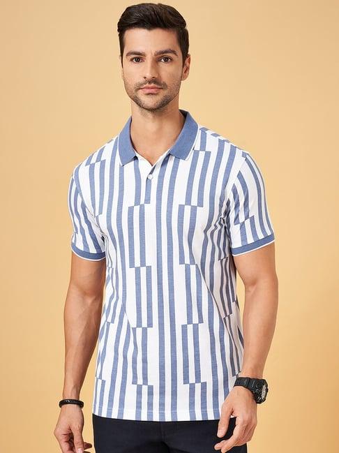 byford by pantaloons blue slim fit striped sports polo