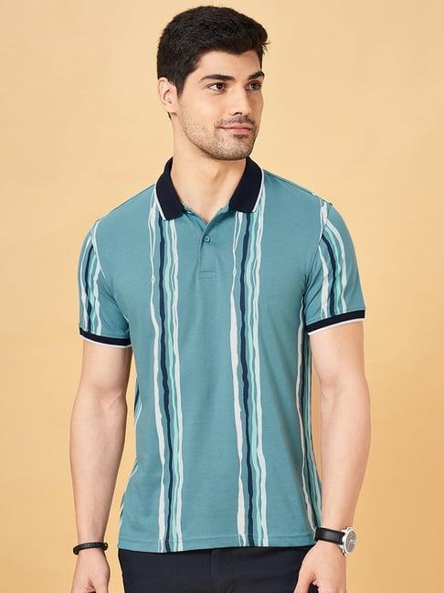 byford by pantaloons blue slim fit striped t-shirt