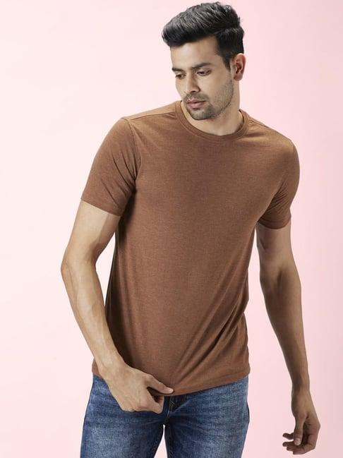 byford by pantaloons brown cotton regular fit t-shirt