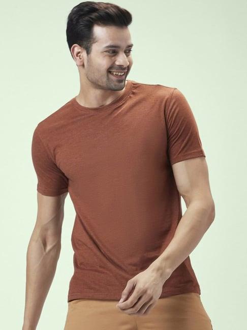 byford by pantaloons brown regular fit t-shirt