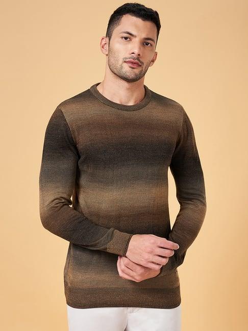 byford by pantaloons brown slim fit self pattern sweater