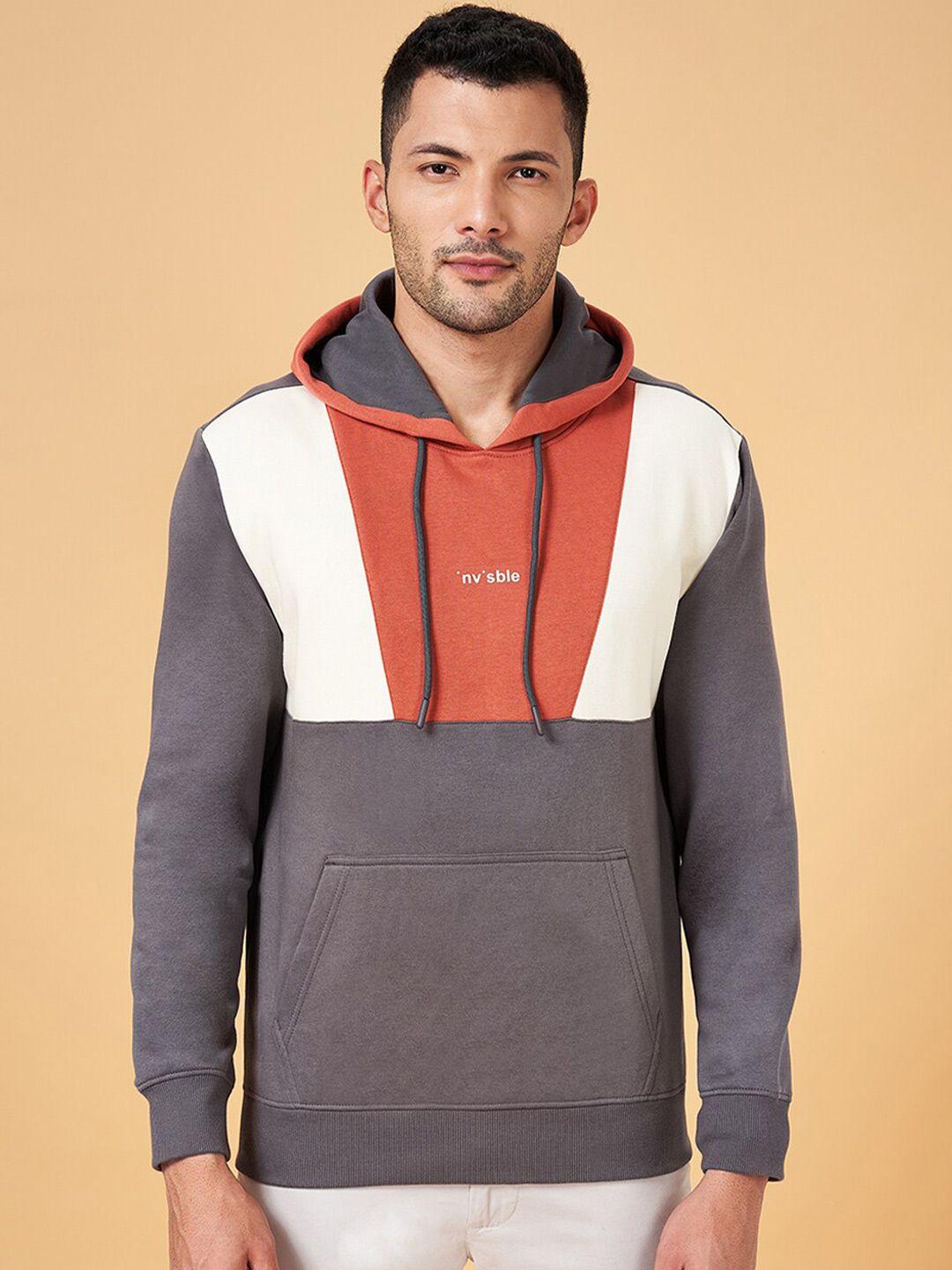 byford by pantaloons colourblocked cotton hooded sweatshirt