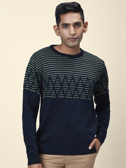 byford by pantaloons dark navy regular fit printed sweaters