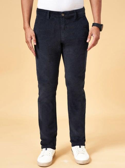 byford by pantaloons dark navy slim fit trousers