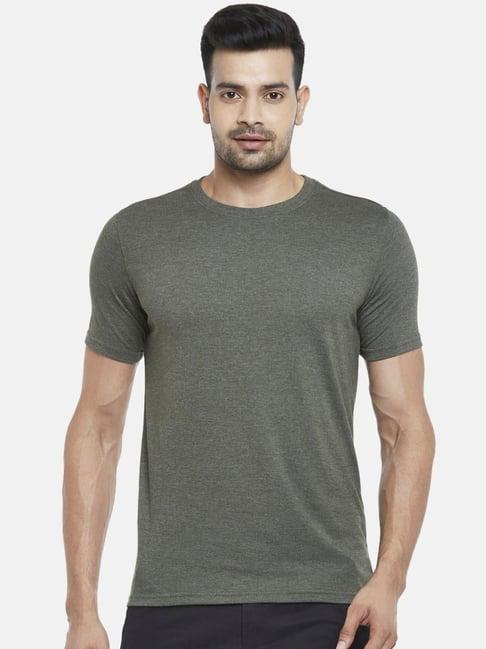 byford by pantaloons dark olive cotton regular fit t-shirt