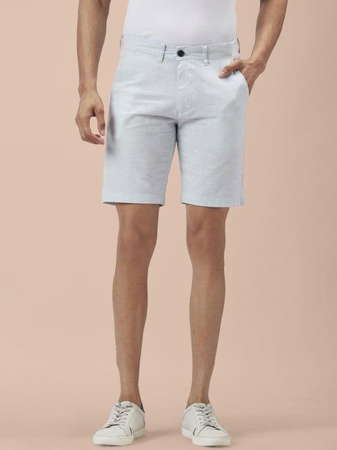 byford by pantaloons faded blue cotton slim fit shorts