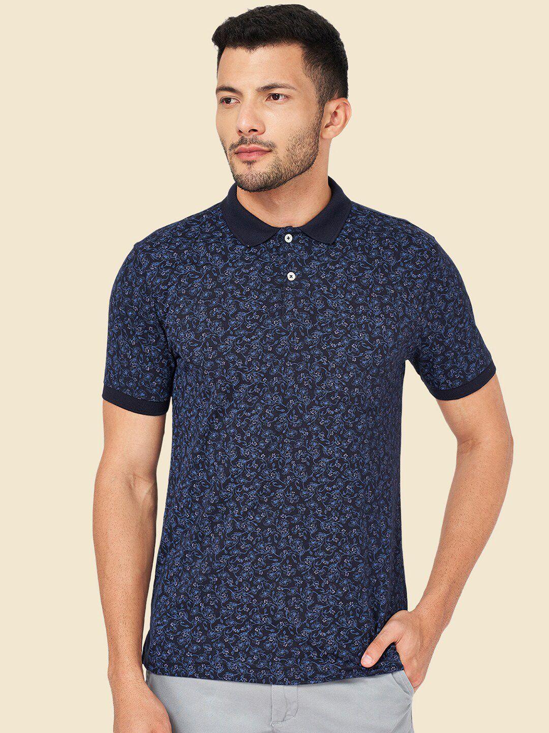 byford by pantaloons floral printed polo collar slim fit t-shirt
