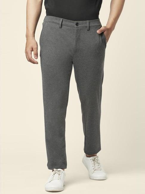 byford by pantaloons grey melange slim fit trousers