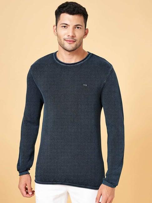 byford by pantaloons ink blue cotton slim fit sweater