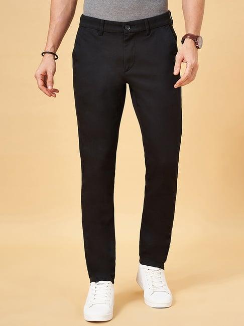 byford by pantaloons jet black slim fit trousers