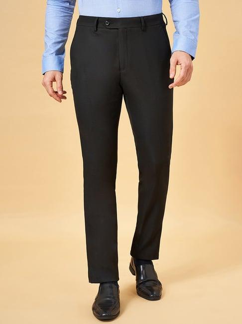 byford by pantaloons jet black slim fit trousers