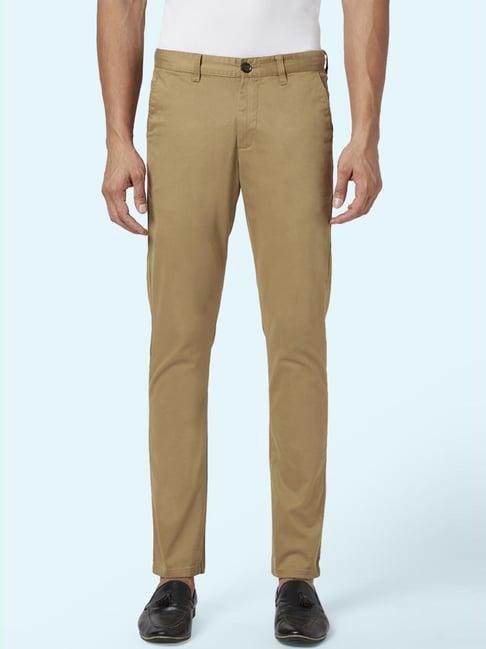 byford by pantaloons khaki slim fit trousers