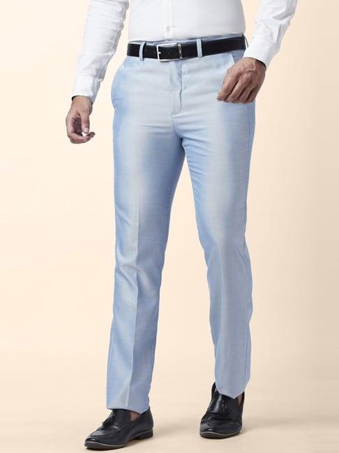 byford by pantaloons light blue slim fit trousers