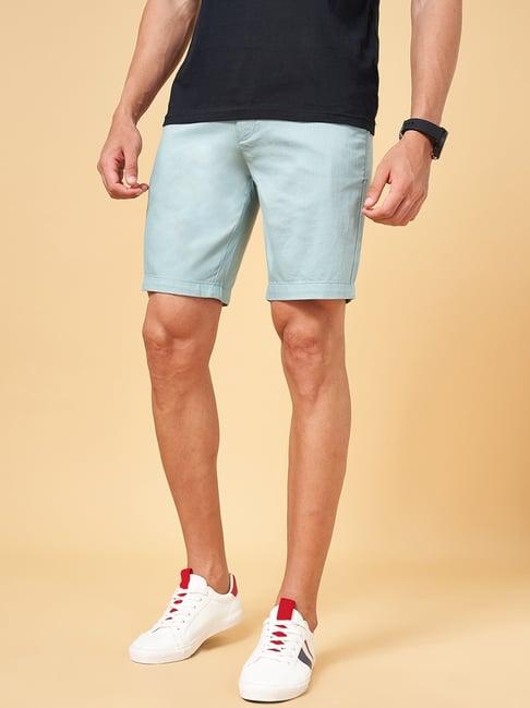 byford by pantaloons light green slim fit shorts