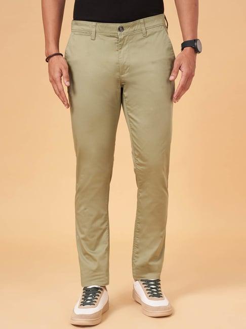 byford by pantaloons light green slim fit trousers