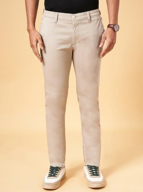 byford by pantaloons light khaki slim fit trousers